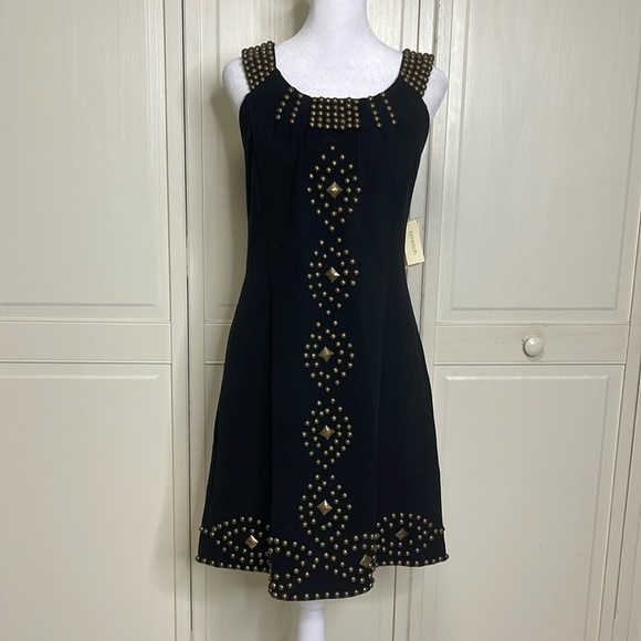 Eci Women’s Studded Black Stretch Cocktail Dress Sleeveless No size tag NWT - Picture 1 of 12